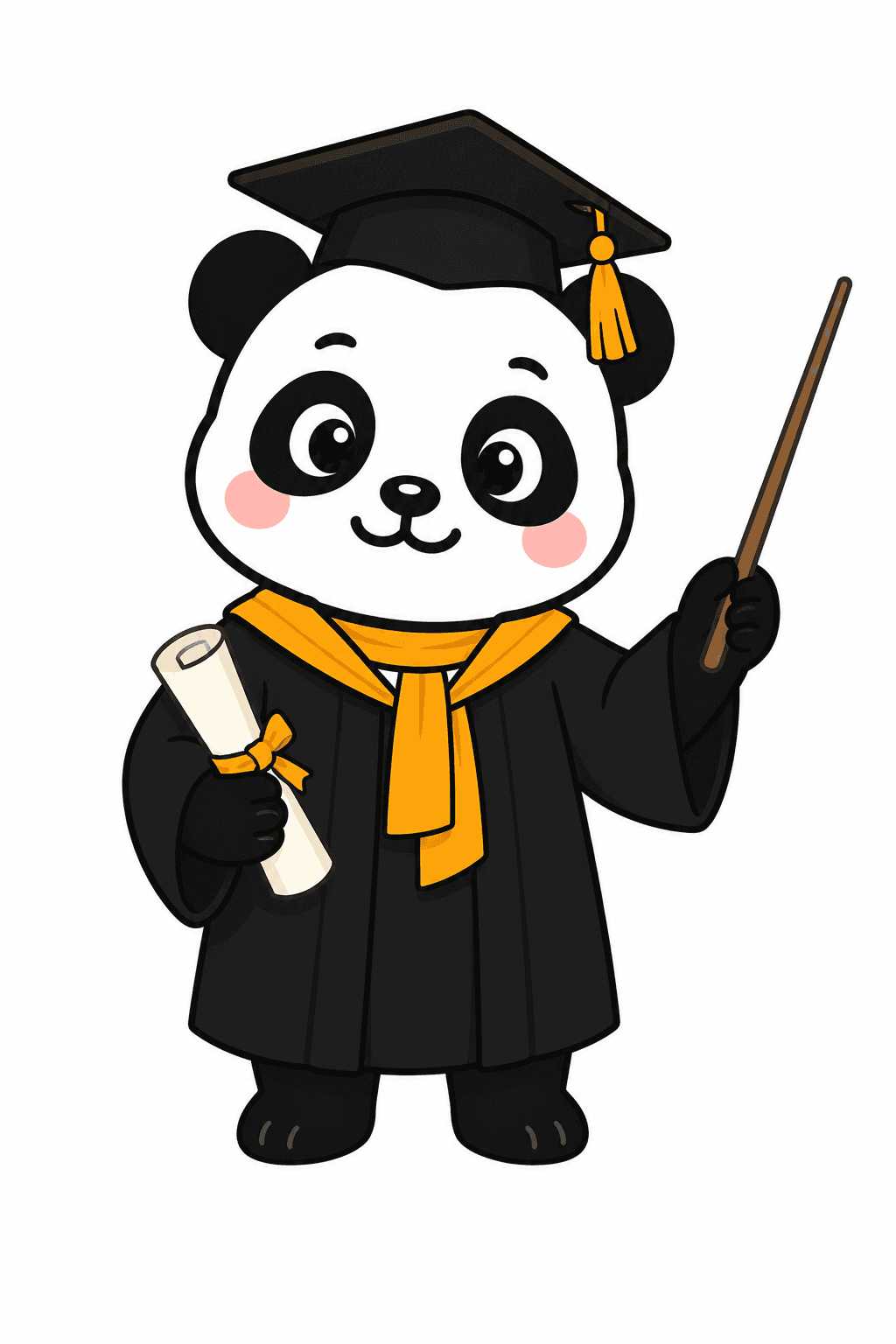 Ije the panda in graduation gown